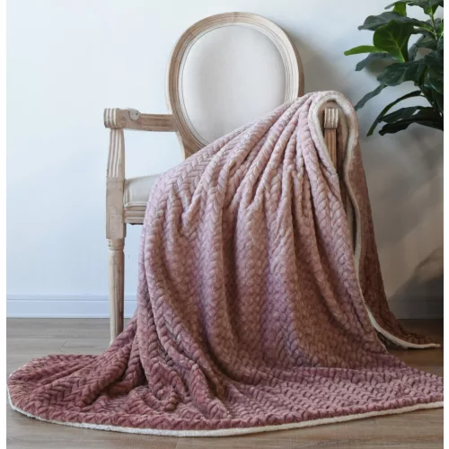 Naturtex sherpa design kétoldalas pléd - Ombre Coral 150x200 cm