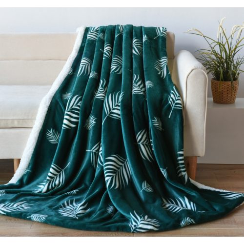 Naturtex pléd sherpa 130x170 cm zöld-fehér leveles 