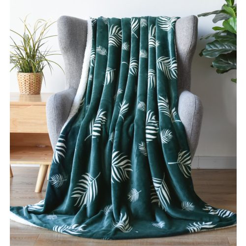 Naturtex pléd sherpa 150x200 cm zöld-fehér leveles 